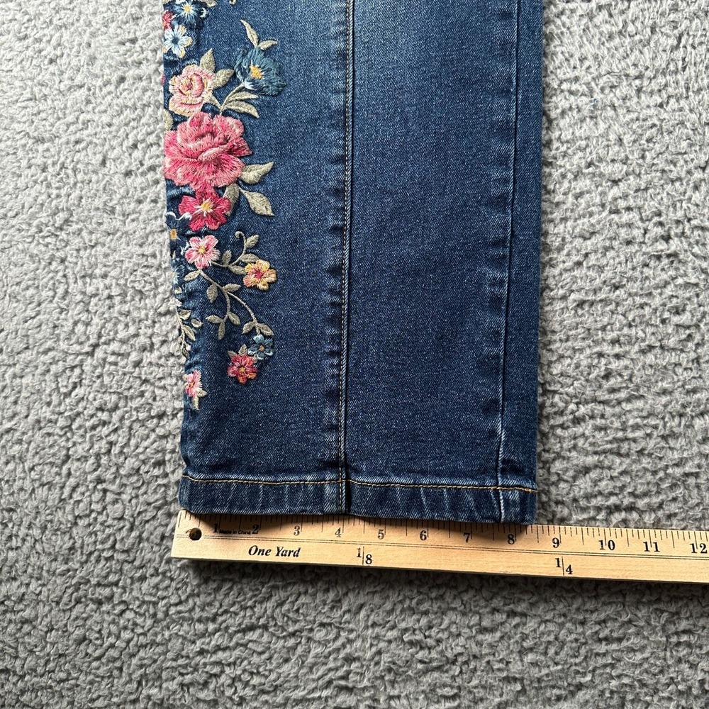 Driftwood Royce Cargo Jeans Womens 14 x 27L Cargo Embroidered Floral Blue Boho - Picture 10 of 13